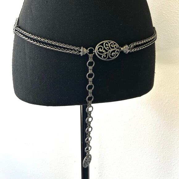 Chico’s Vintage Concho Gunmetal Filigree Chain Belt Adjustable Boho Gothic XL main image 8